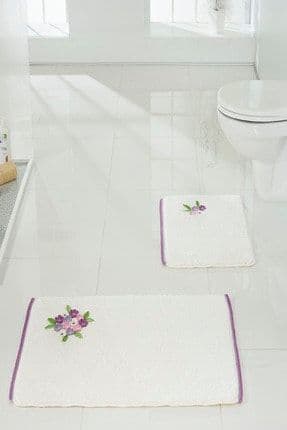 Palmas Lila Örme Aplike 2'li Banyo Paspası