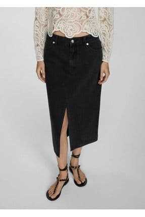 Midi denim etek