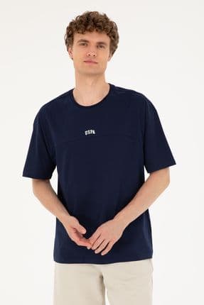 Erkek Comfort Fit Bisiklet Yaka Lacivert Tişört 50287083-vr033