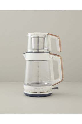 Cmk 6001 Cam Çay Makinesi Ve Kettle Beyaz-bakır