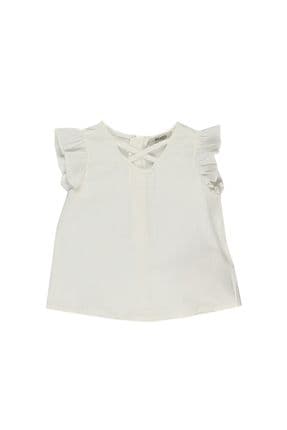 Kız Bebek Kolları Fırfırlı Ekru Bluz