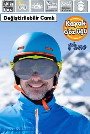 Bellasimo Kayak Kar Gözlüğü Değiştirebilir Camlı Antifog Güneş Kar Gözlük Füme Snowboard Glasses
