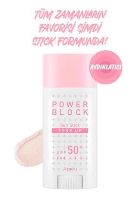 Ton Eşitleyici Aydınlatıcı Stick Güneş Koruyucu A'PIEU Power Block Tone Up Sunstick SPF50+/Pa++++