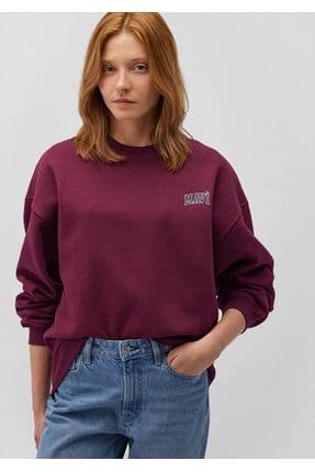 Kadın Mürdüm M1611600-87830 Bisiklet Yaka Sweatshirt