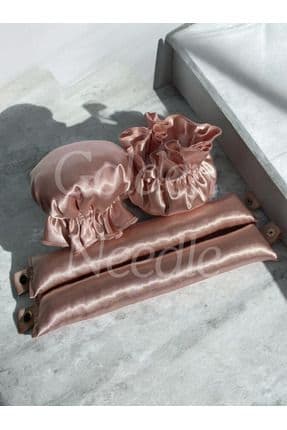 2'li Boneli Çıtçıtlı Bigudi Sosisi Isısız Saç Şekillendirici Pudra Pembe Bigudi Bone Saklama Çantası