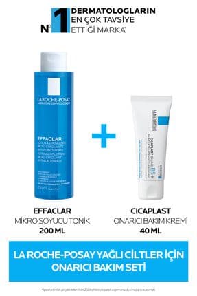 Yağlı Ciltler İçin Onarıcı Bakım Seti: Effaclar Tonik 200ML& Cicaplast Onarıcı Bakım Kremi 40ML