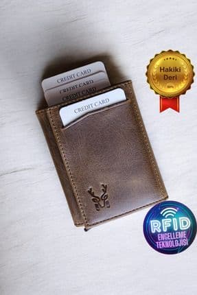 Erkek Kahverengi Cüzdan Kartlık Mekanizmalı Rfid Korumalı Hakiki Deri Hediye Kutulu Cüzdan | Pescol