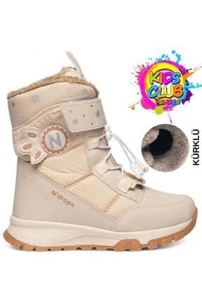 Kids Club Shoes Ndrops-014 İçi Yünlü Unisex Kar Botu Çocuk Bot BEJ