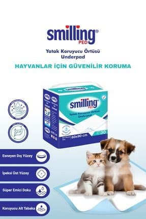 Smilling Ped 60x90 Cm Kedi Köpek Çiş Pedi 30 Adet ( 39-40 Gr) (SÜPER EMİCİ DOKU)