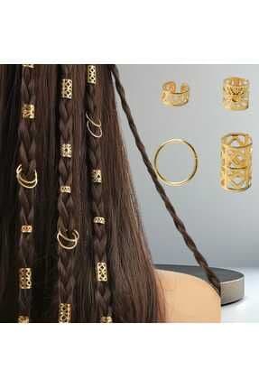 Bohem Saç Halkası-saç Küpesi Halkalı Karışık Model Seti 10 Lu Hair Charms ( Bc-1139 )