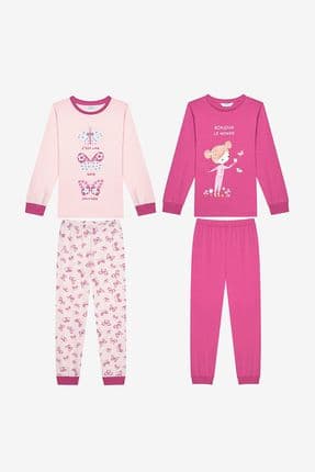 Pamuklu Kız Çocuk Le Monde 2li Çok Renkli Pijama Takımı