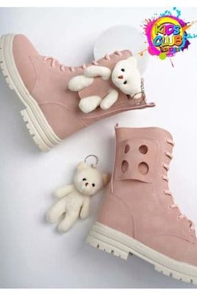Kids Club Shoes Perla Hayvan Figürlü Ortopedik Kaymaz Taban Unisex Çocuk Bot Pudra