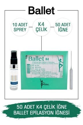 50 Adet K4 Gümüş Epilasyon İğnesi Orijinal Ballet K4 Çelik İğne 20402508