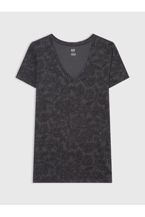 Kadın Siyah Favorite V Yaka T-Shirt