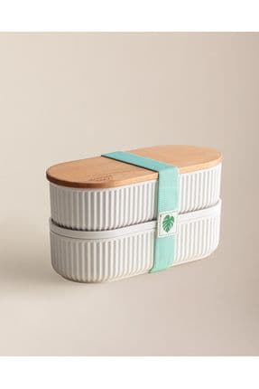 Magou Ahşap Kapaklı 2'li Lunch Box - Mint Yeşili - 2x500 ml