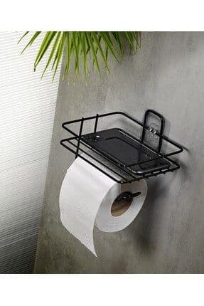 Delmeye Son Yapışkanlı Tuvalet Kağıtlığı Wc Kağıtlık Tutucu Siyah S-120