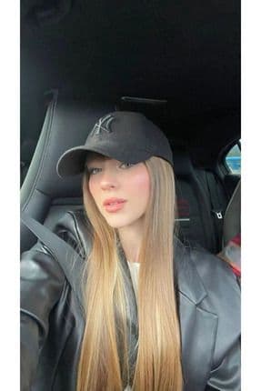 Unisex Siyah Renk Siyah Nakış NY Nakışlı Beyboz Şapka