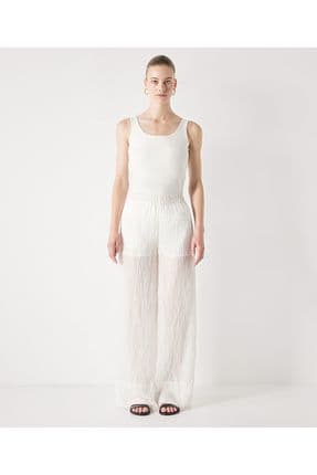 Dokulu wide leg fit pantolon