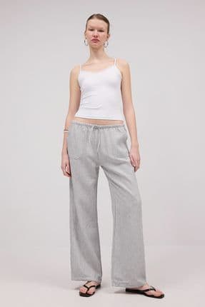 Belden İp Bağlamalı Cepli Wide Leg Pantolon PN16608