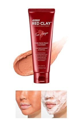 Yağlanma Gözenek Karşıtı Kırmızı Kil İçeren Yüz Yıkama Köpüğü Amazon Red Clay Pore Pack FoamCleanser