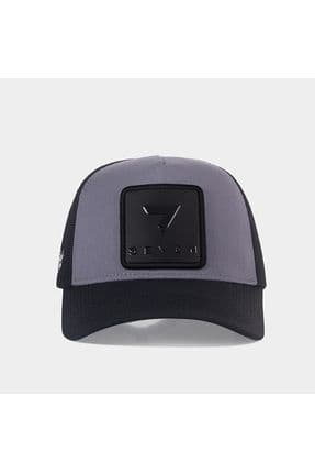 V1 7 Numara Logolu Siyah-gri Trucker Şapka