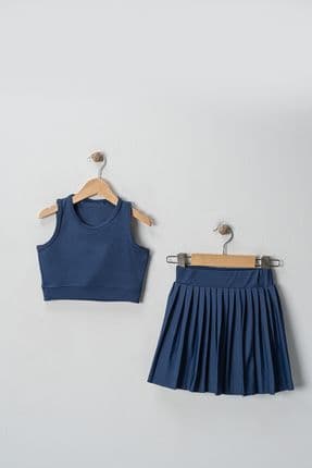 Çocuk Tenis Etek Crop Takim Tenis Etek Tenis Crop Pileli Etek Crop Takım
