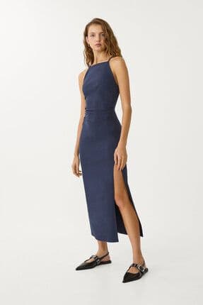 Halter yaka midi elbise