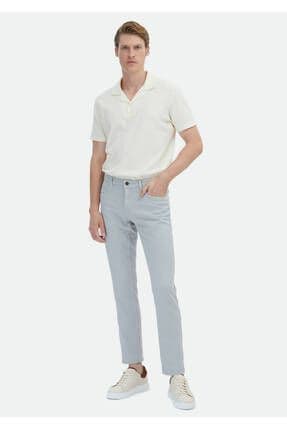 Gri Düz Dokuma Regular Fit Casual Pamuk Karışımlı Pantolon