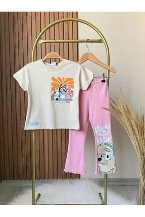 Yeni Sezon Bluey Baskılı Pamuklu Kız Çocuk Altüst Takım