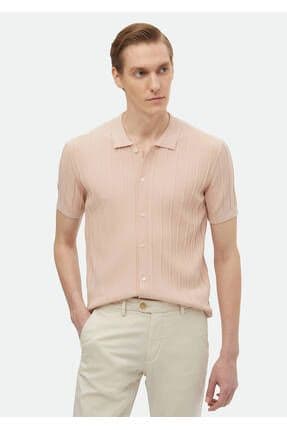 Pembe Polo Yaka Jakarlı Triko
