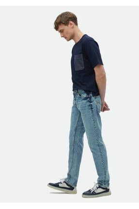 İndigo Düz Regular Fit Denim %100 Pamuk Pantolon