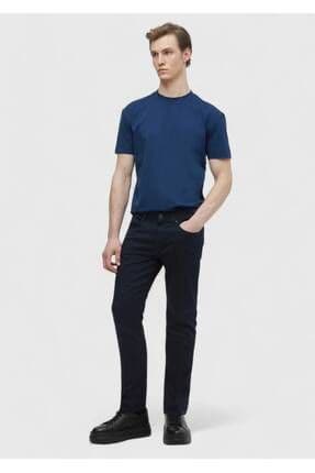 Lacivert Düz Dokuma Slim Fit Casual Pamuk Karışımlı Pantolon