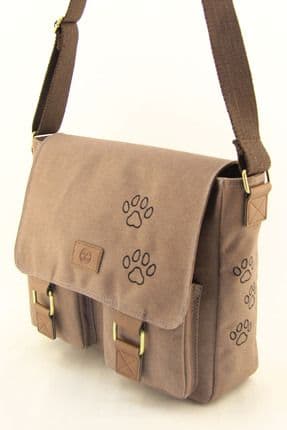 Unisex Kahve Kanvas Patili Su Geçirmez Postacı İş Okul Evrak Laptop Çantası