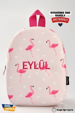 [İSTEDİĞİNİZ İSMİ NAKIŞLA YAZIYORUZ] - Sevimli Flamingo 0-8 Yaş - Çocuk Anaokulu, Kreş Sırt Çantası