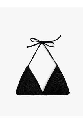 Boyundan Bağlamalı İpli Üçgen Bikini Üstü