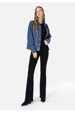 772 Lonna Slim Fit Orta Bel Bootcut Kadın Siyah Jean Pantolon