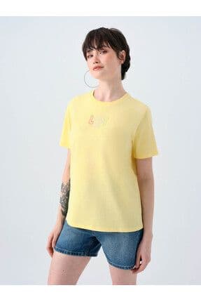 Regular Fit Sarı Kadın T-shirt Lf2038993