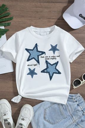 Premium Yıldız Baskılı Trend Kız Çocuk T-Shirt 23564