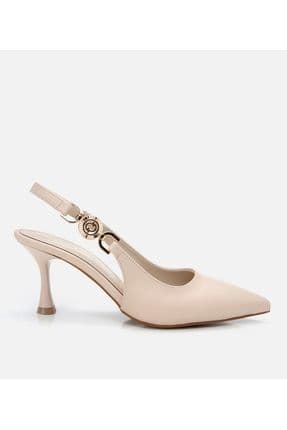 Kadın Bej Arkası Açık Stiletto