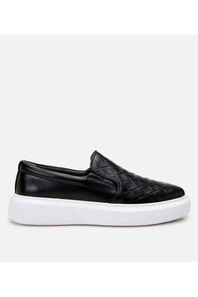 Erkek Deri Siyah Baskılı Günlük Loafer