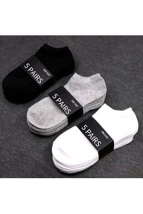 15’li Unisex Pamuklu Patik Çorap Seti Siyah Gri Beyaz Günlük Spor