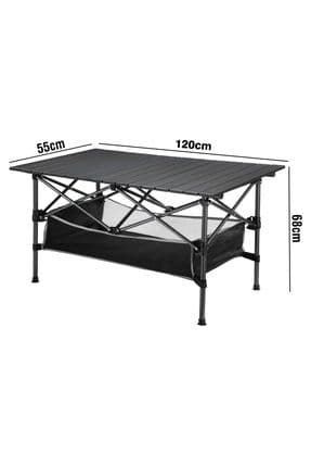 Family XL Katlanabilir Alüminyum Kamp Masası (120x55x68cm) - Siyah