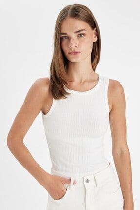 Slim Fit Dar Kesim Halter Yaka Basic Düz Fitilli Kaşkorse Atlet A8859ax24au