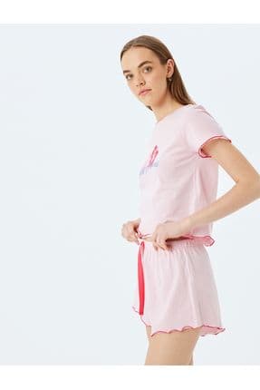 Pamuklu Baskılı Şortlu Pijama Takımı