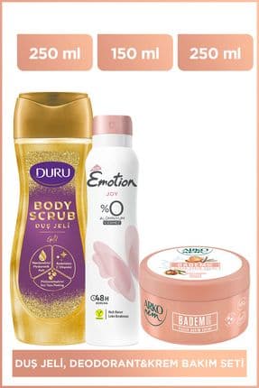 Deodorant , Body Scrub Duş Jeli & Krem Bakım Seti