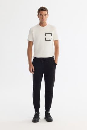 Erkek Siyah Rayon Örme Kumaş Eşofman Altı B003403