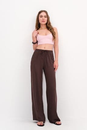 Önden Bağlamalı Wide Leg Pantolon PN16791-İ13