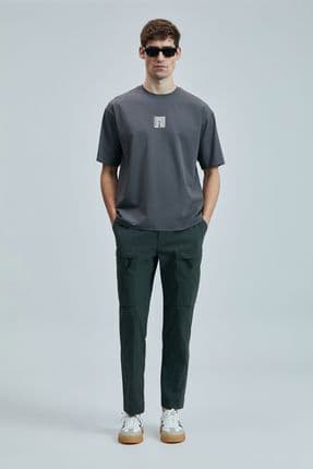 Helıx Modern Grafik T- Shirt Koyu Gri