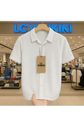 %100 pamuk yeni sezon trend kısa kol erkek düğmeli premium gömlek