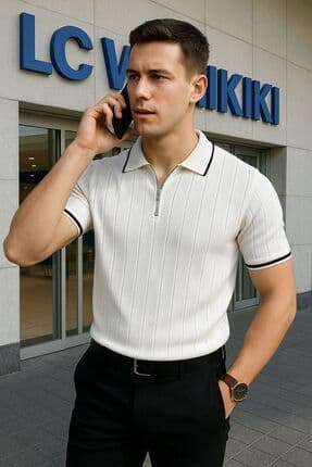 Polo Yaka Fermuarlı Kısa Kollu Erkek Yazlık Triko Premium Kalite Tişört / T-shirt